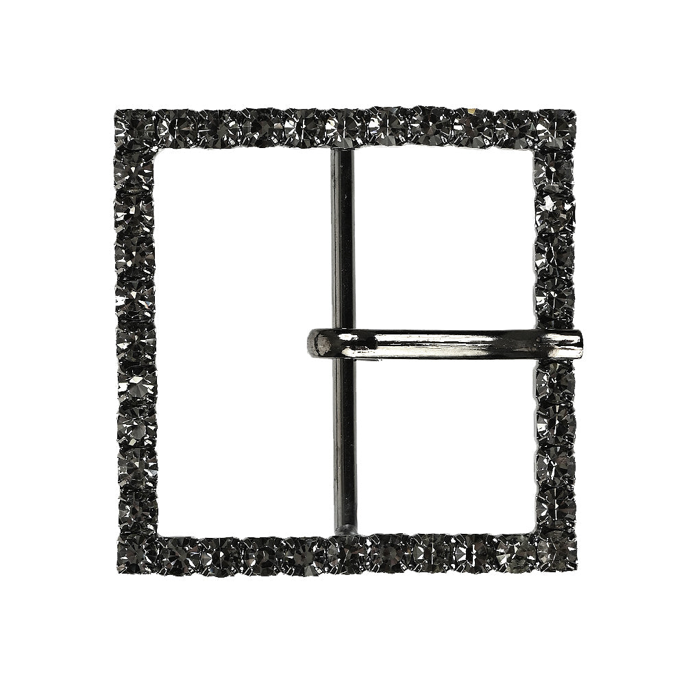 Swarovski Gunmental and Black Diamond Square Rhinestone Buckle - 1.75" Swarovski Gunmental and Black Diamond Square Rhinestone Buckle - 1.75"