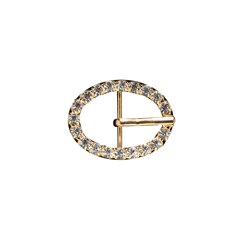 Swarovski Crystal and Gold Oval Rhinestone Buckle - 1.125" x 1.5" Swarovski Crystal and Gold Oval Rhinestone Buckle - 1.125" x 1.5"