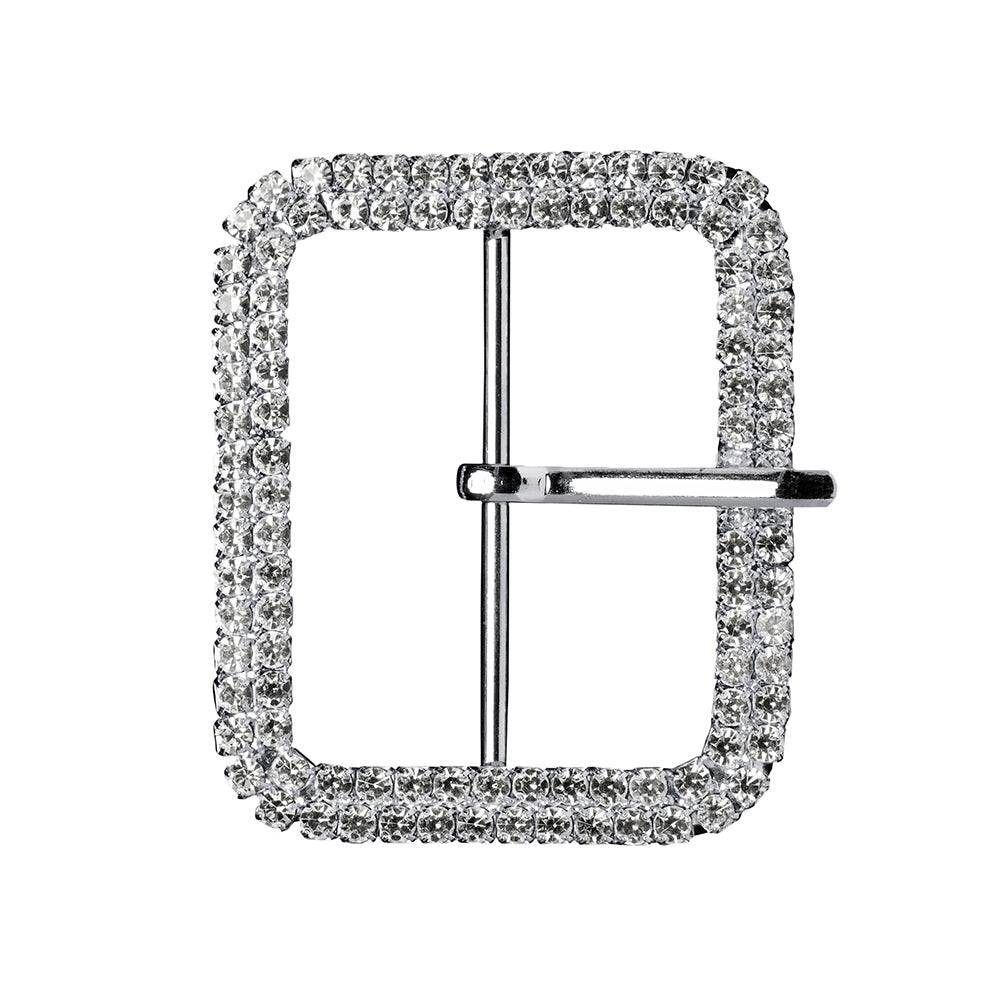 Swarovski Crystal and Silver Rounded Rectangular Rhinestone Buckle - 2" x 2.375" Swarovski Crystal and Silver Rounded Rectangular Rhinestone Buckle - 2" x 2.375"