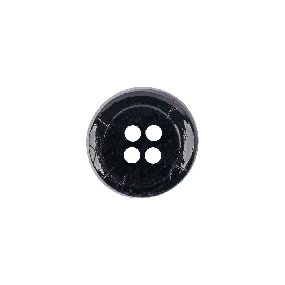 Black and Gold Edged 4-Hole Glass Button - 24L/15mm Detail Black and Gold Edged 4-Hole Glass Button - 24L/15mm Detail