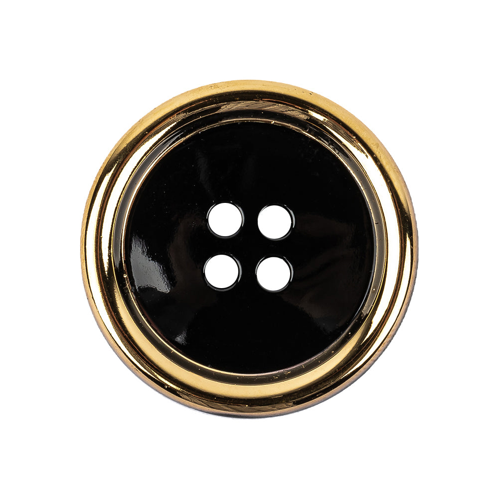 Black and Gold Edged 4-Hole Glass Button - 42L/27mm Black and Gold Edged 4-Hole Glass Button - 42L/27mm