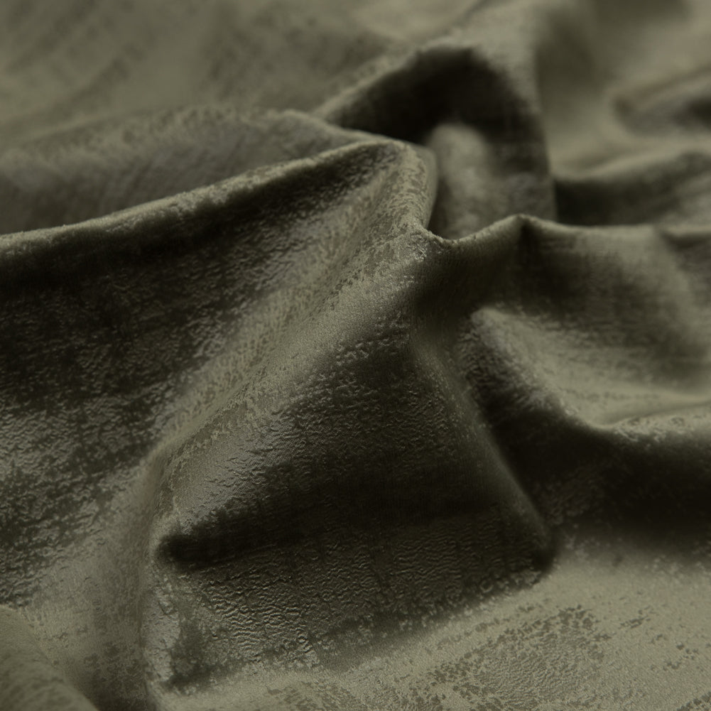 Embossed Textured Velvet - Olive - British Imported Detail Embossed Textured Velvet - Olive - British Imported Detail
