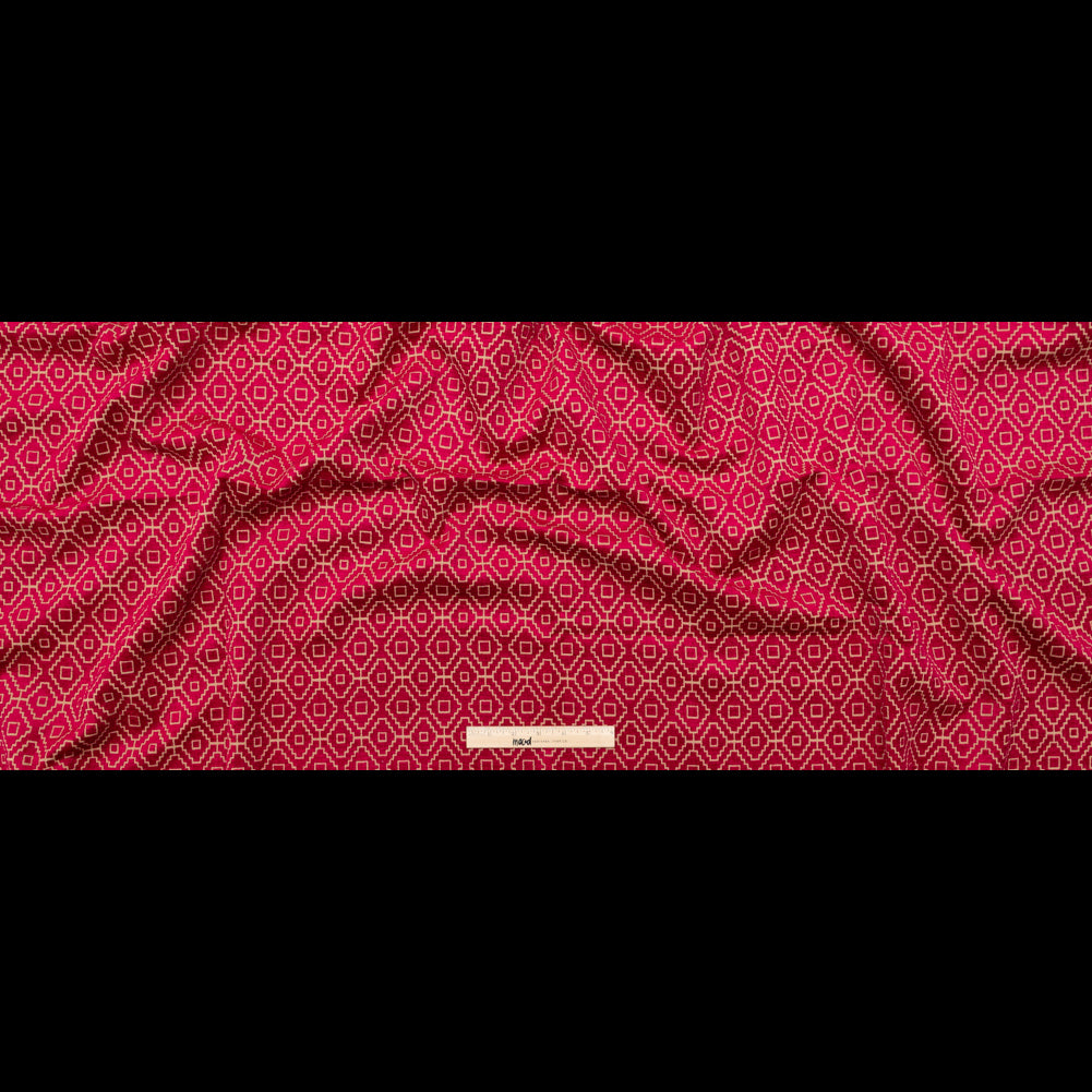 Chenille Jacquard - Raspberry Diamond Geometric - British Imported - Full Chenille Jacquard - Raspberry Diamond Geometric - British Imported - Full
