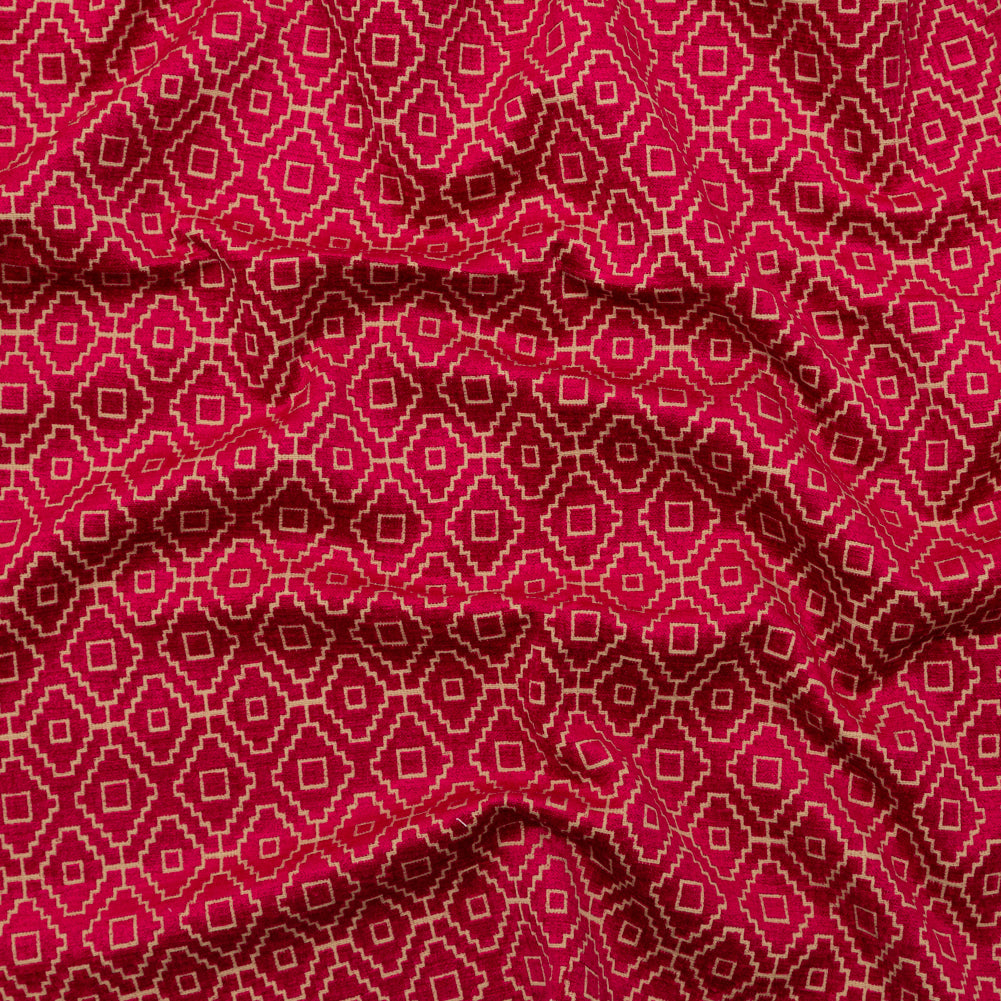 Chenille Jacquard - Raspberry Diamond Geometric - British Imported Chenille Jacquard - Raspberry Diamond Geometric - British Imported