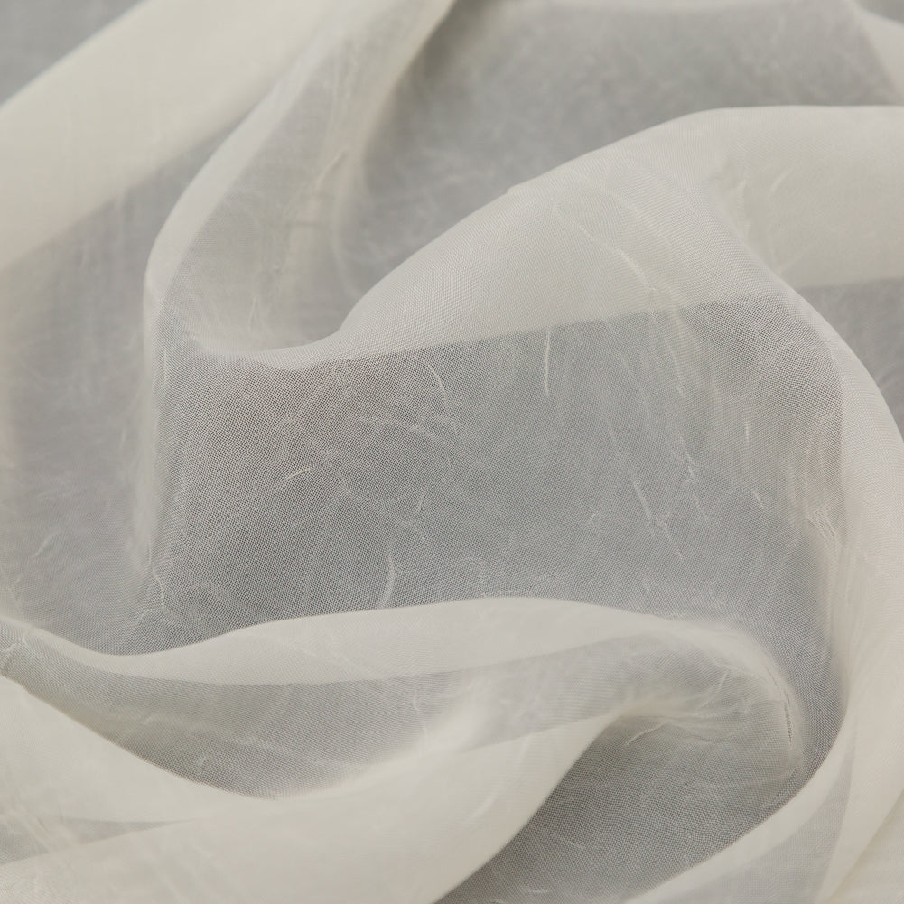 Wrinkled Drapery Sheer Fabric - Oyster - British Imported Detail Wrinkled Drapery Sheer Fabric - Oyster - British Imported Detail