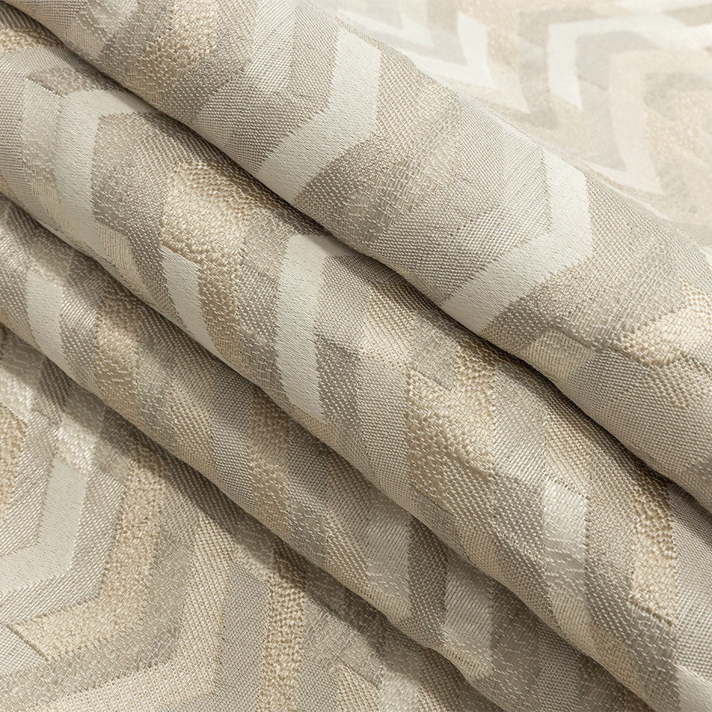 Polyester Jacquard - Linen Tactile Zig Zags - British Imported Folded Polyester Jacquard - Linen Tactile Zig Zags - British Imported Folded