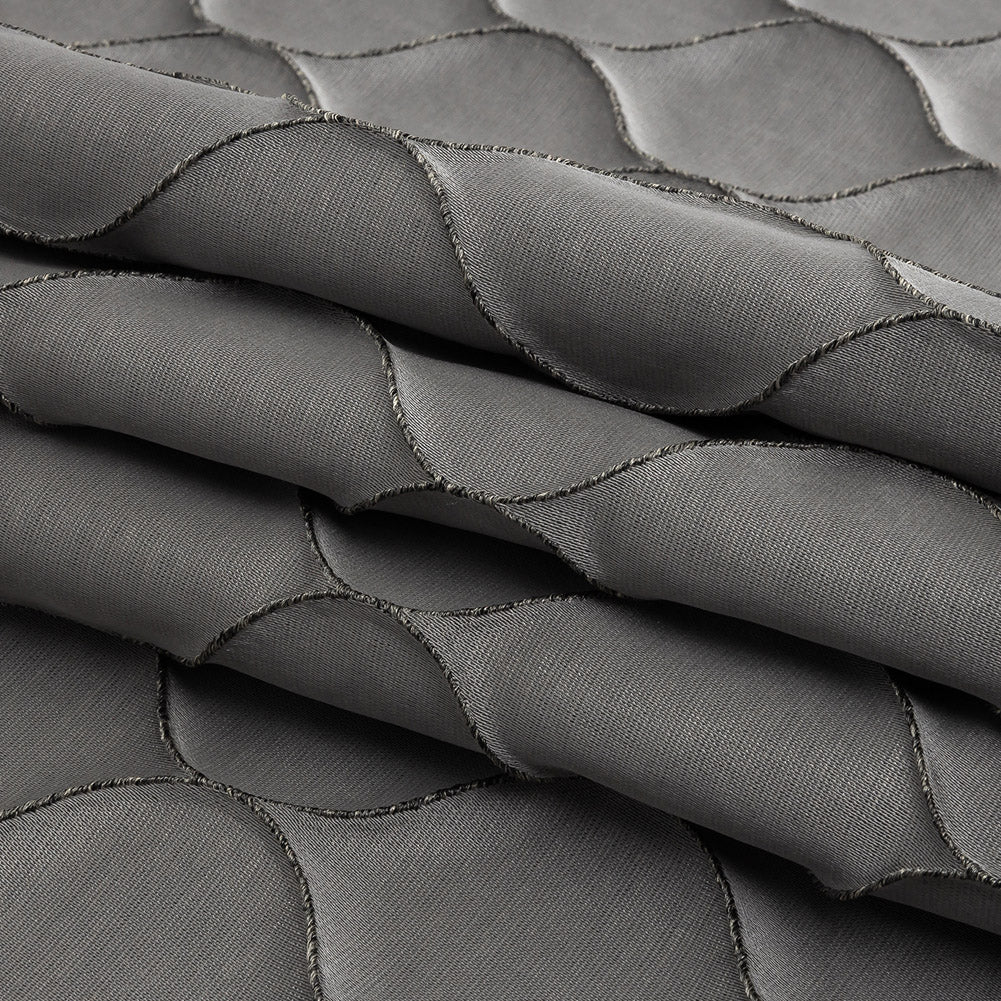 Satin-Faced Drapery Jacquard - Graphite Ogees - British Imported Folded Satin-Faced Drapery Jacquard - Graphite Ogees - British Imported Folded