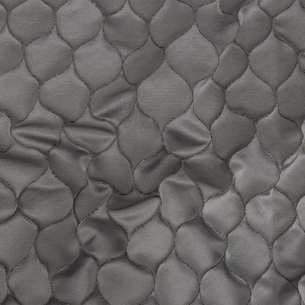 Satin-Faced Drapery Jacquard - Graphite Ogees - British Imported Satin-Faced Drapery Jacquard - Graphite Ogees - British Imported