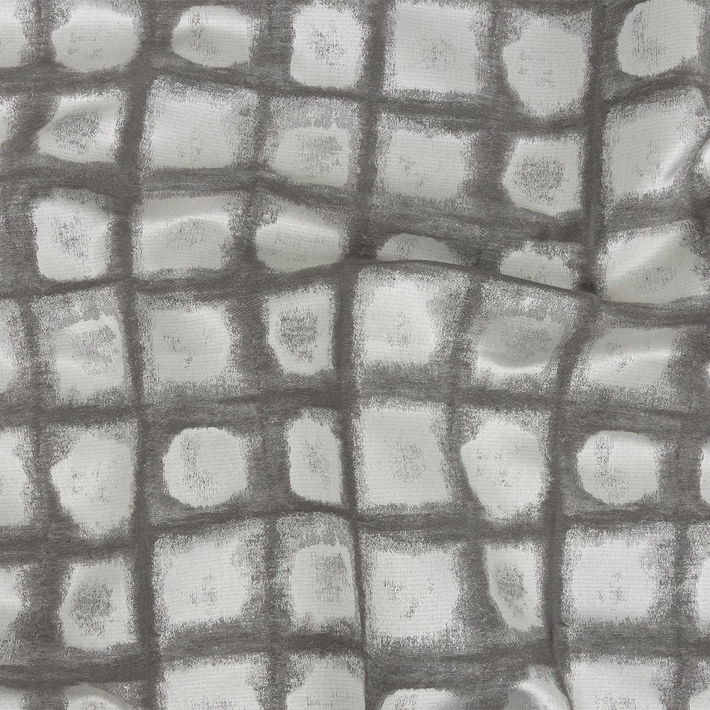 Drapery Jacquard - Graphite Painterly Squares - British Imported Drapery Jacquard - Graphite Painterly Squares - British Imported
