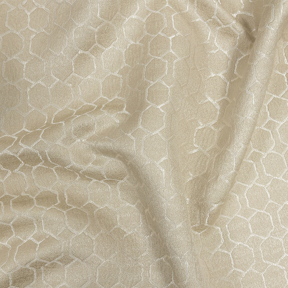 Polyester Jacquard - Champagne Honeycombs - British Imported Polyester Jacquard - Champagne Honeycombs - British Imported
