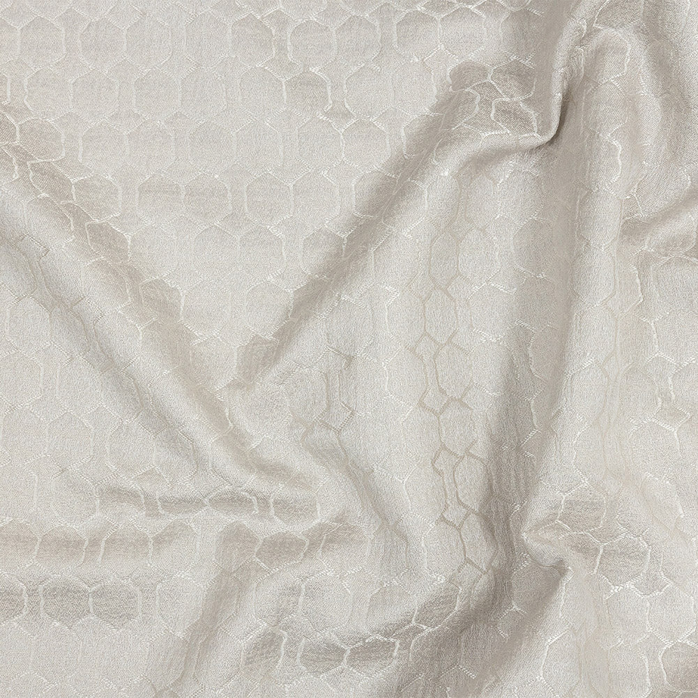 Polyester Jacquard - Oyster Honeycombs - British Imported Polyester Jacquard - Oyster Honeycombs - British Imported
