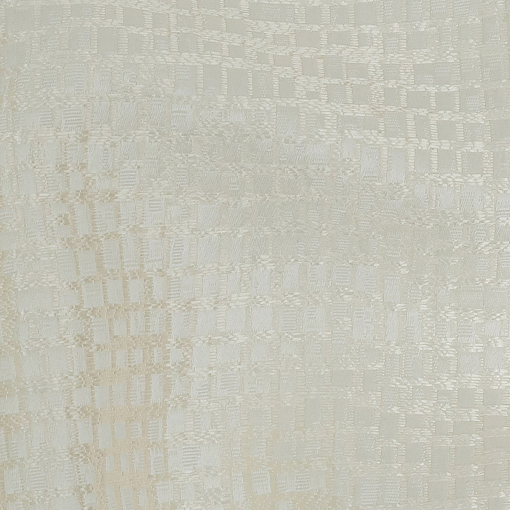 Polyester Jacquard - Ivory Grid - British Imported Detail Polyester Jacquard - Ivory Grid - British Imported Detail