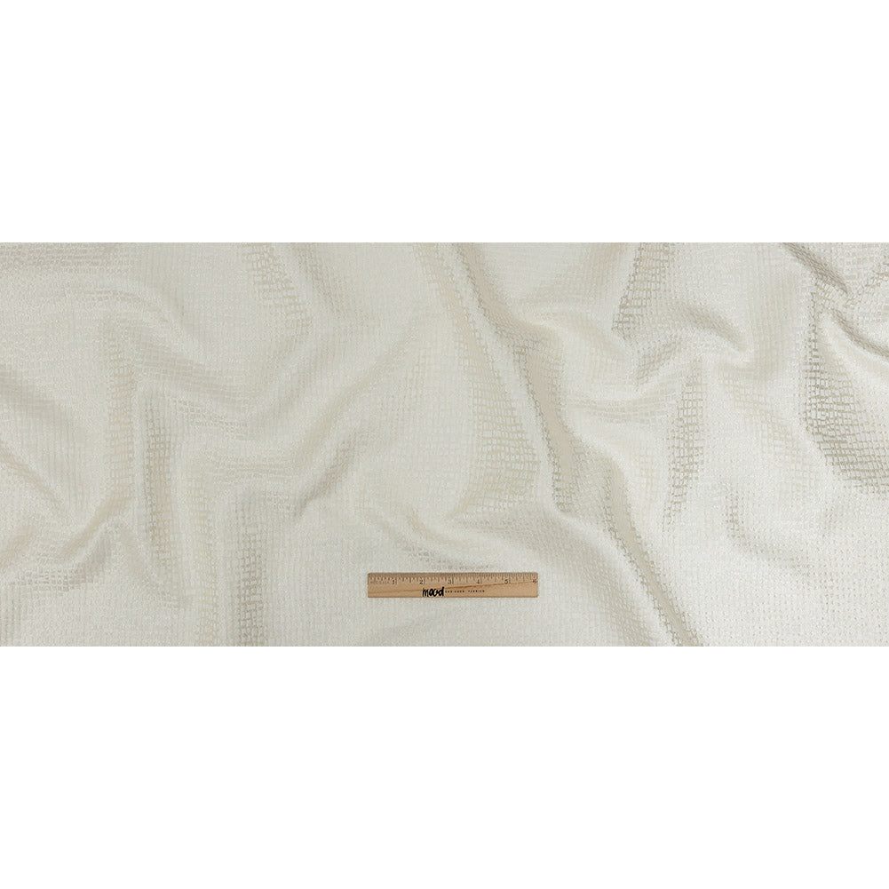 Polyester Jacquard - Ivory Grid - British Imported Full Polyester Jacquard - Ivory Grid - British Imported Full