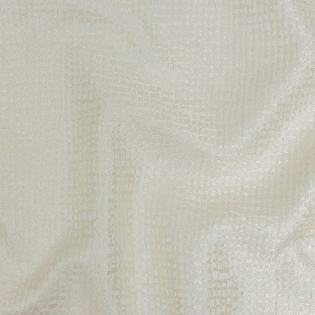 Polyester Jacquard - Ivory Grid - British Imported Polyester Jacquard - Ivory Grid - British Imported