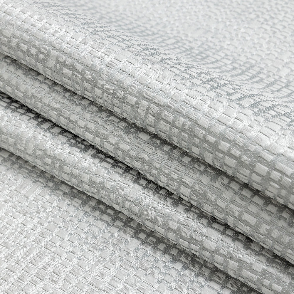 Polyester Jacquard - Platinum Grid - British Imported Folded Polyester Jacquard - Platinum Grid - British Imported Folded