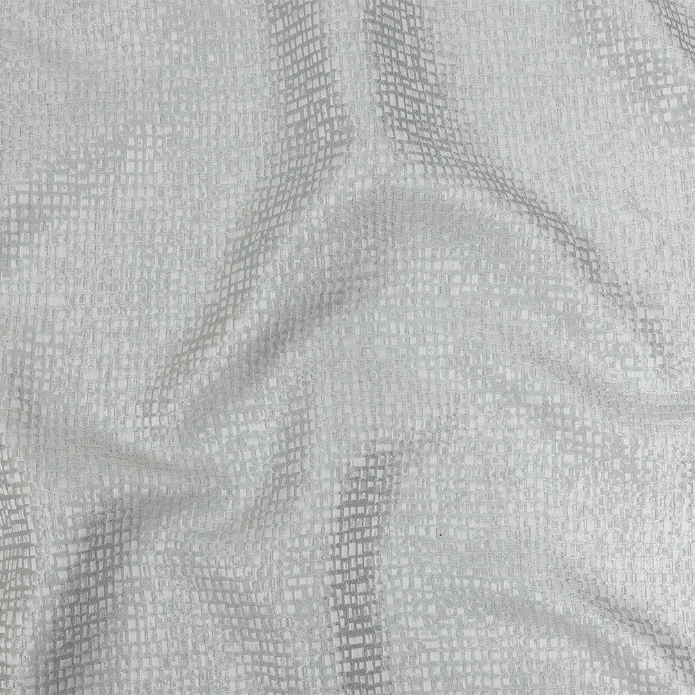 Polyester Jacquard - Platinum Grid - British Imported Polyester Jacquard - Platinum Grid - British Imported