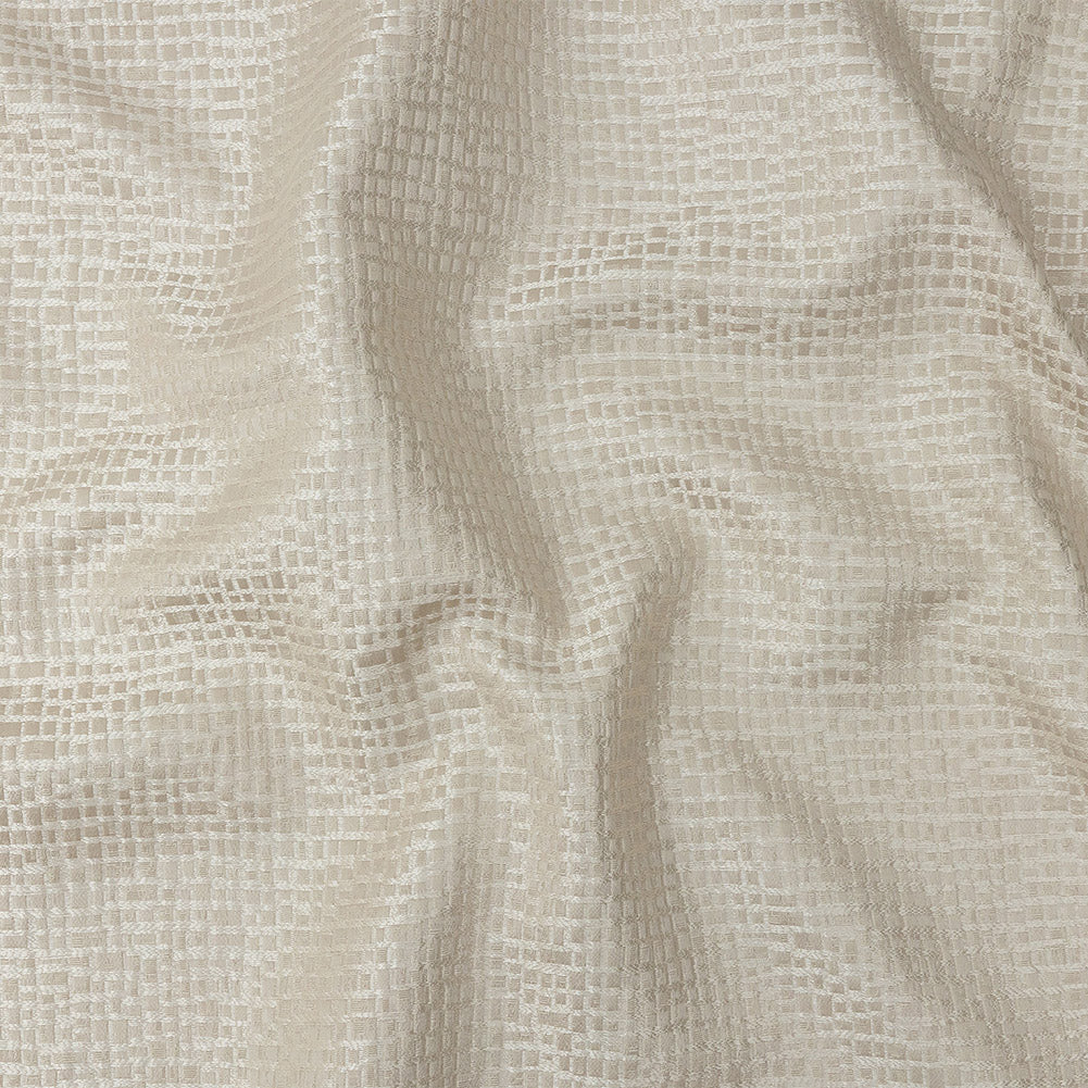 Polyester Jacquard - Taupe Grid - British Imported Polyester Jacquard - Taupe Grid - British Imported