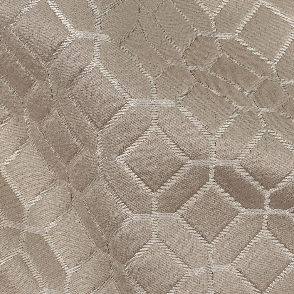 Polyester Jacquard - Champagne Tiled Geometric - British Imported Detail Polyester Jacquard - Champagne Tiled Geometric - British Imported Detail