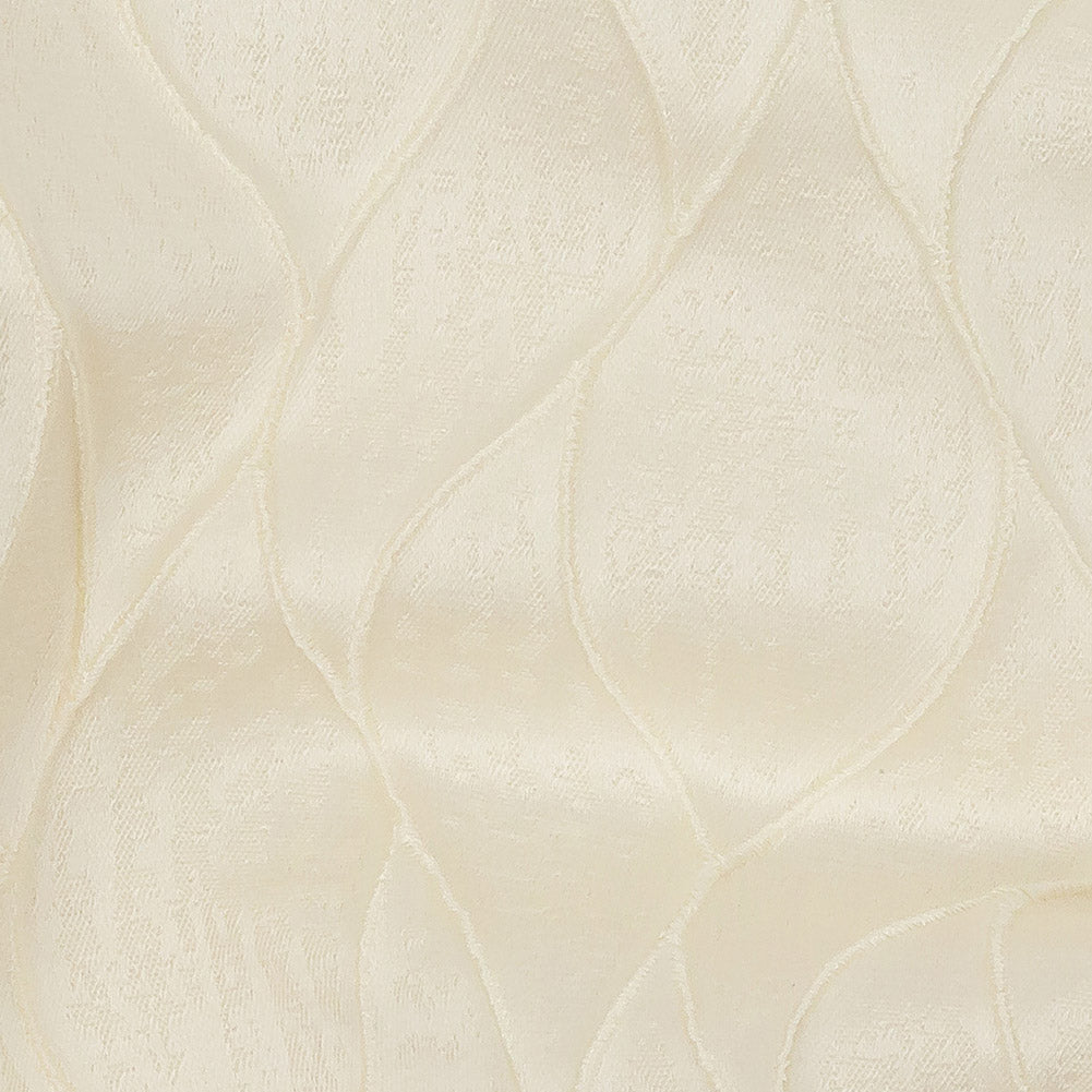 Polyester Jacquard - Ivory Leafy Lines - British Imported Detail Polyester Jacquard - Ivory Leafy Lines - British Imported Detail