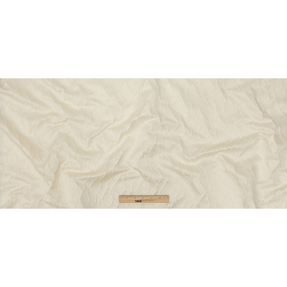Polyester Jacquard - Ivory Leafy Lines - British Imported Full Polyester Jacquard - Ivory Leafy Lines - British Imported Full