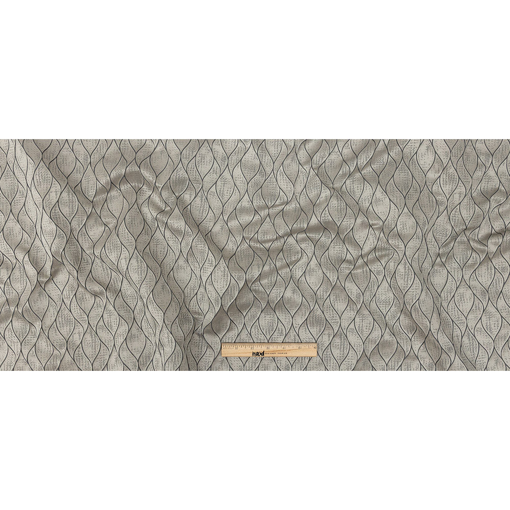 Polyester Jacquard - Pewter Leafy Lines - British Imported Full Polyester Jacquard - Pewter Leafy Lines - British Imported Full