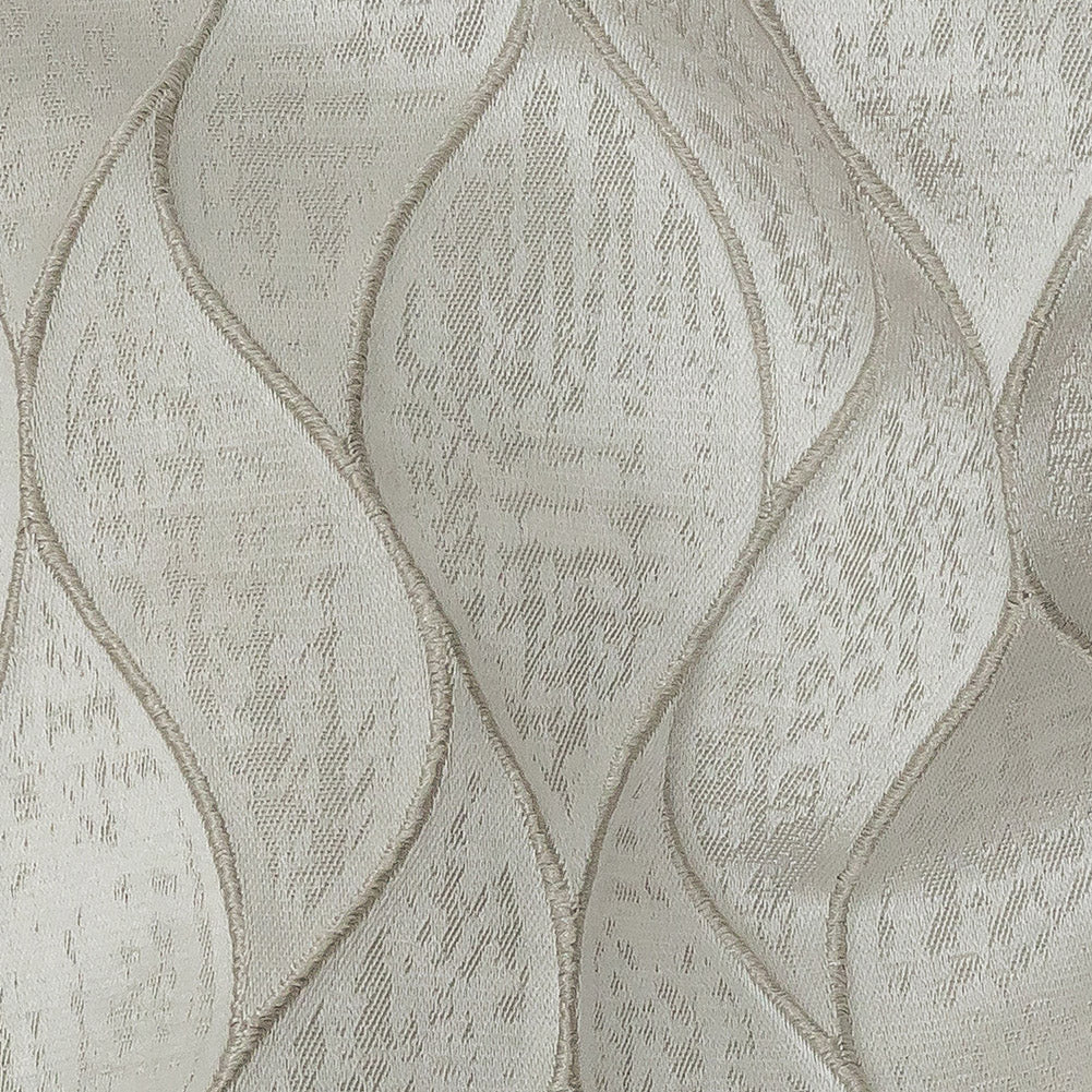 Polyester Jacquard - Platinum Leafy Lines - British Imported Detail Polyester Jacquard - Platinum Leafy Lines - British Imported Detail