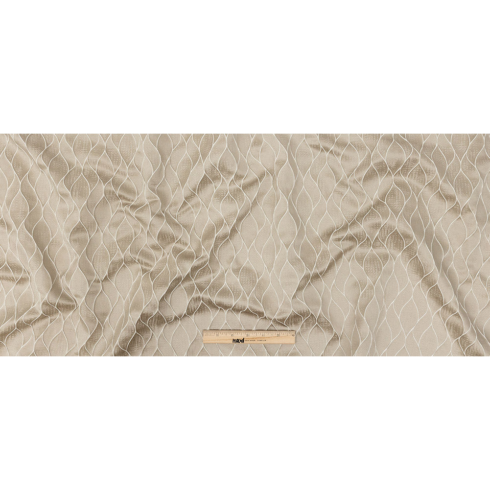 Polyester Jacquard - Taupe Leafy Lines - British Imported Full Polyester Jacquard - Taupe Leafy Lines - British Imported Full