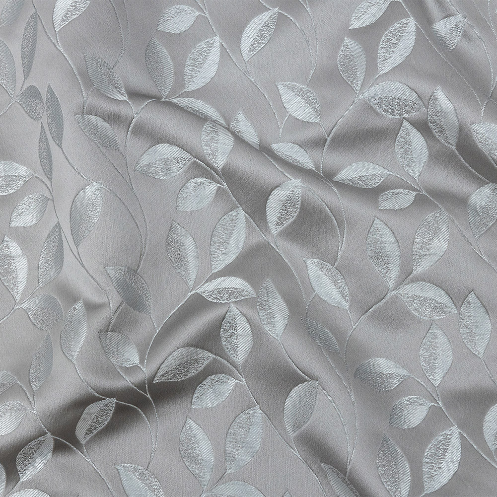 Satin-Faced Jacquard - Graphite Foliage - British Imported Satin-Faced Jacquard - Graphite Foliage - British Imported
