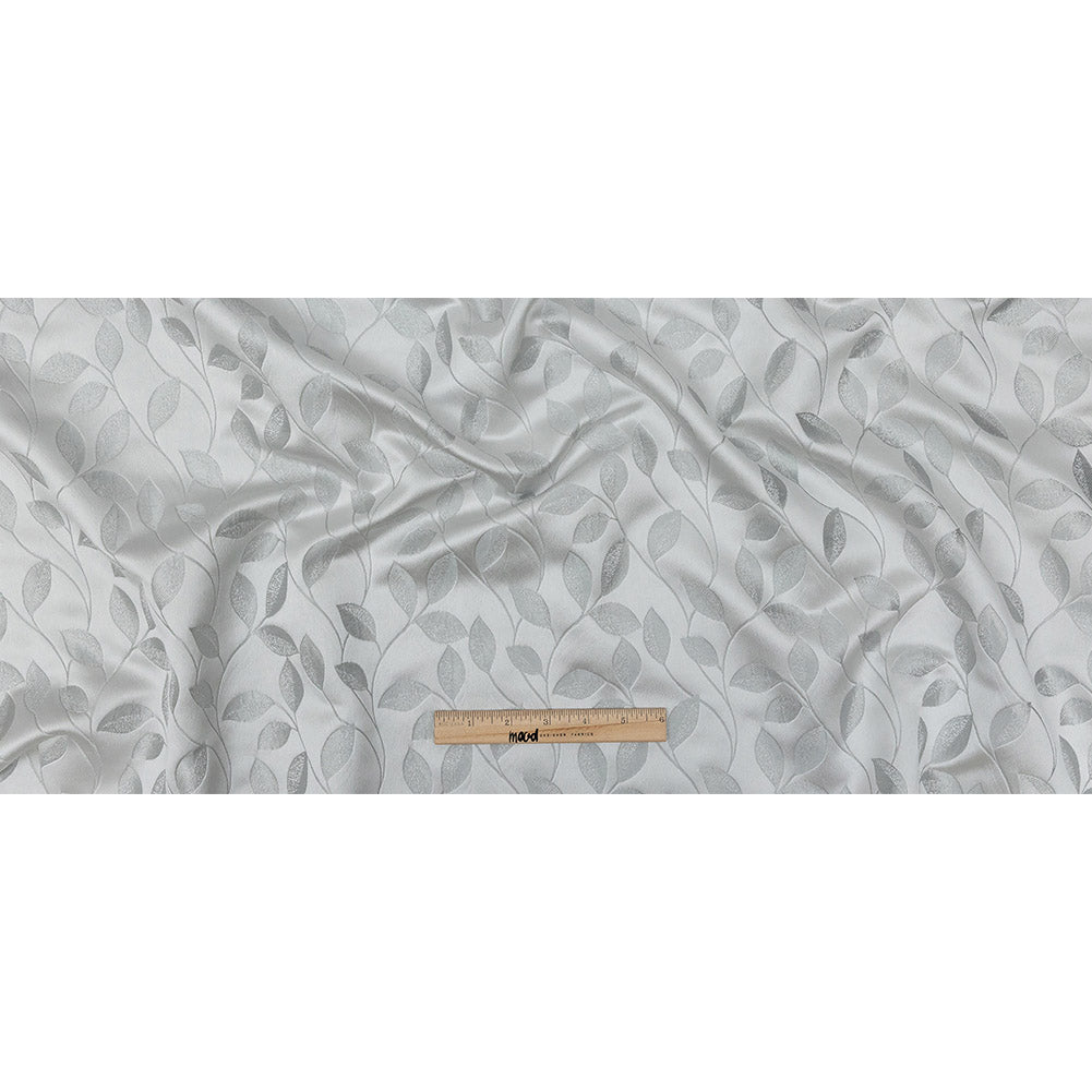 Satin-Faced Jacquard - Platinum Foliage - British Imported Full Satin-Faced Jacquard - Platinum Foliage - British Imported Full
