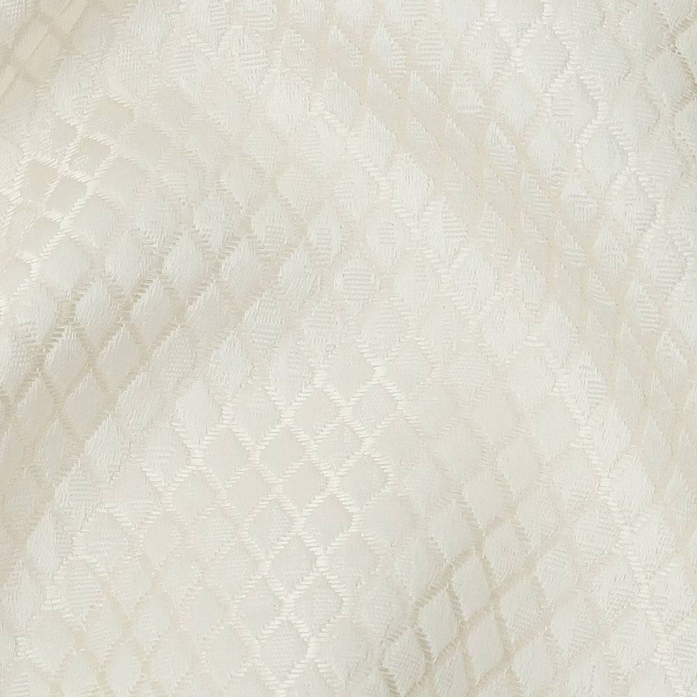 Polyester Jacquard - Ivory Diamonds - British Imported Detail Polyester Jacquard - Ivory Diamonds - British Imported Detail