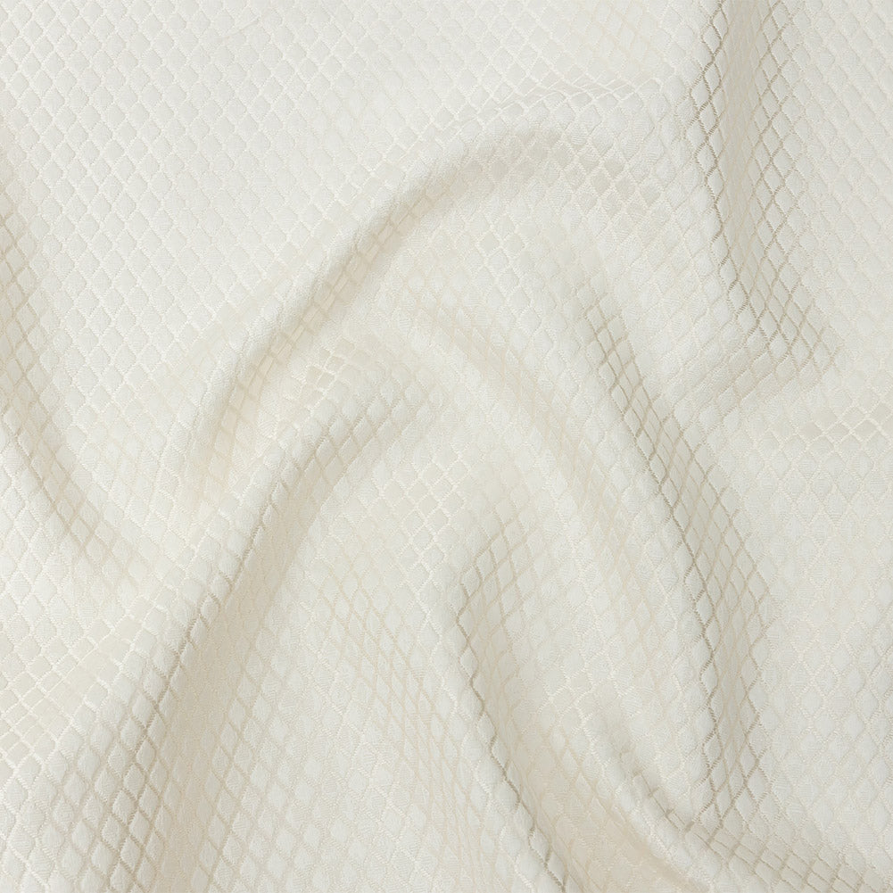 Polyester Jacquard - Ivory Diamonds - British Imported Polyester Jacquard - Ivory Diamonds - British Imported