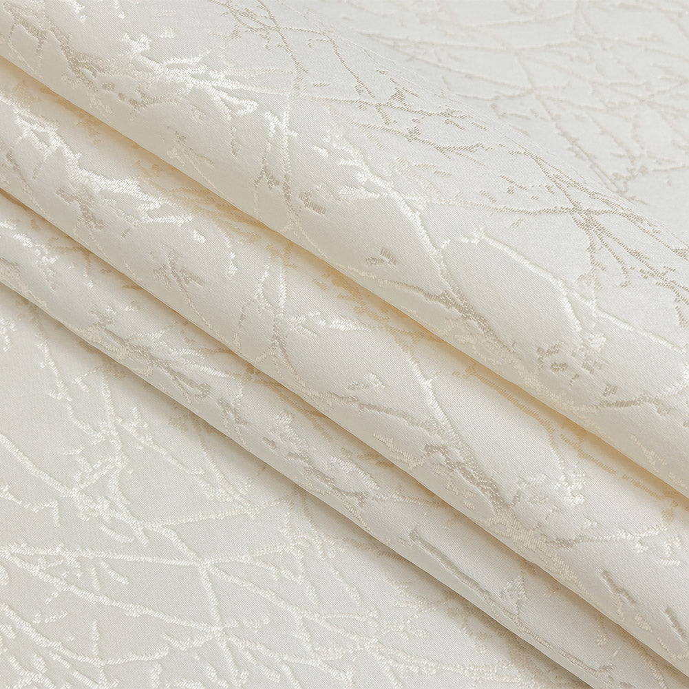 Polyester Jacquard - Ivory Wintry Branches - British Imported Folded Polyester Jacquard - Ivory Wintry Branches - British Imported Folded