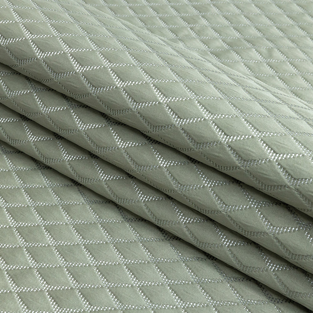 Satin-Faced Jacquard - Sage Shadow Diamonds - British Imported Folded Satin-Faced Jacquard - Sage Shadow Diamonds - British Imported Folded