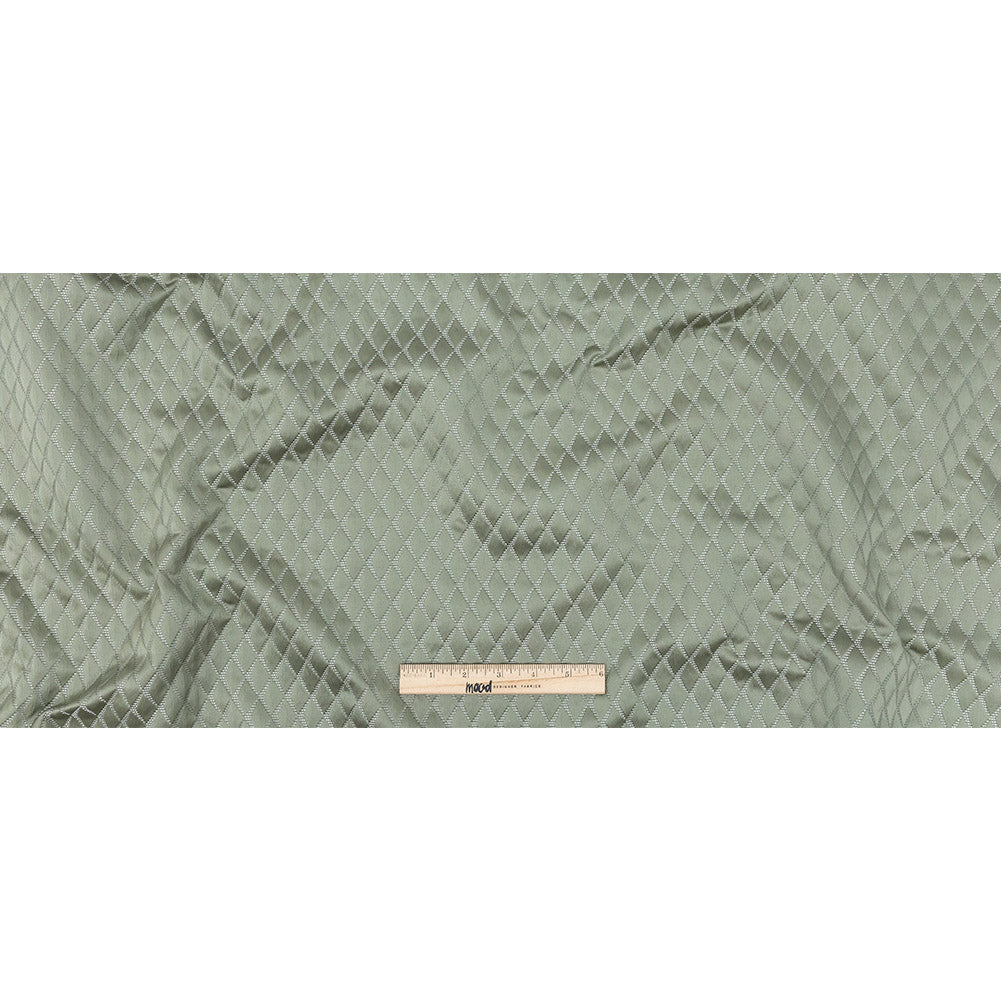 Satin-Faced Jacquard - Sage Shadow Diamonds - British Imported Full Satin-Faced Jacquard - Sage Shadow Diamonds - British Imported Full