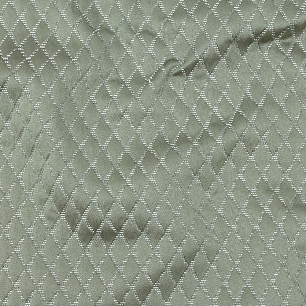 Satin-Faced Jacquard - Sage Shadow Diamonds - British Imported Satin-Faced Jacquard - Sage Shadow Diamonds - British Imported