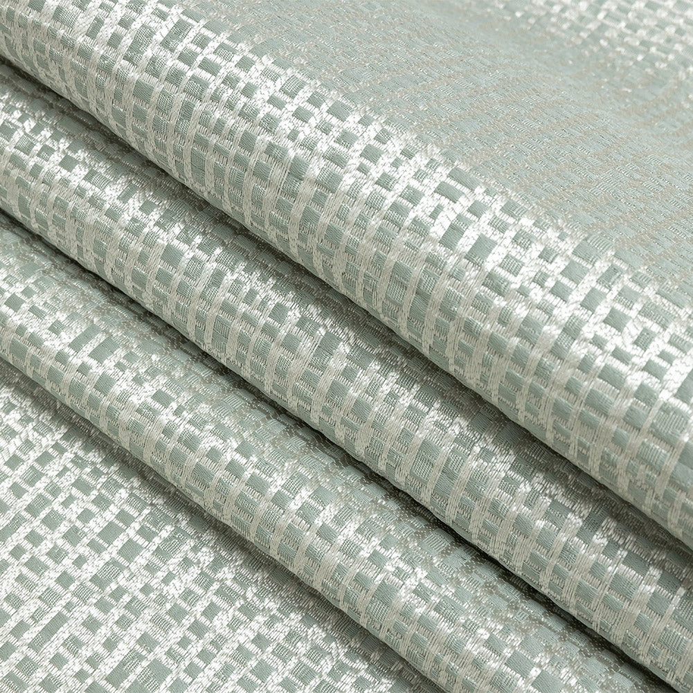 Polyester Jacquard - Seafoam Grid - British Imported Folded Polyester Jacquard - Seafoam Grid - British Imported Folded