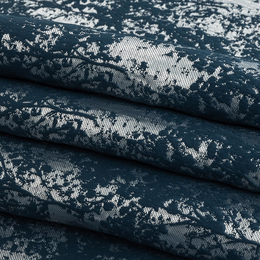 Polyester Jacquard - Indigo Abstract Trees - British Imported Folded Polyester Jacquard - Indigo Abstract Trees - British Imported Folded