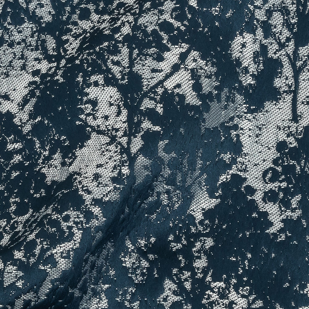 Polyester Jacquard - Indigo Abstract Trees - British Imported Detail Polyester Jacquard - Indigo Abstract Trees - British Imported Detail