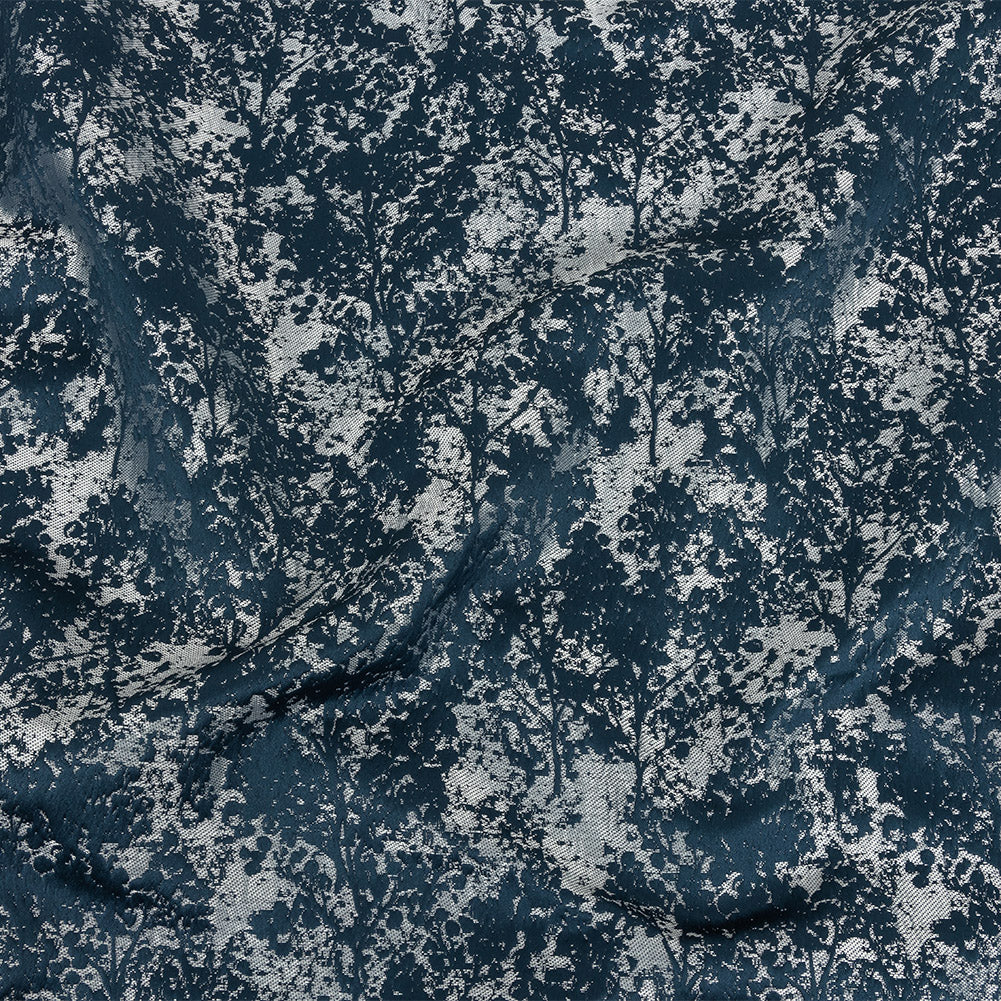 Polyester Jacquard - Indigo Abstract Trees - British Imported Polyester Jacquard - Indigo Abstract Trees - British Imported