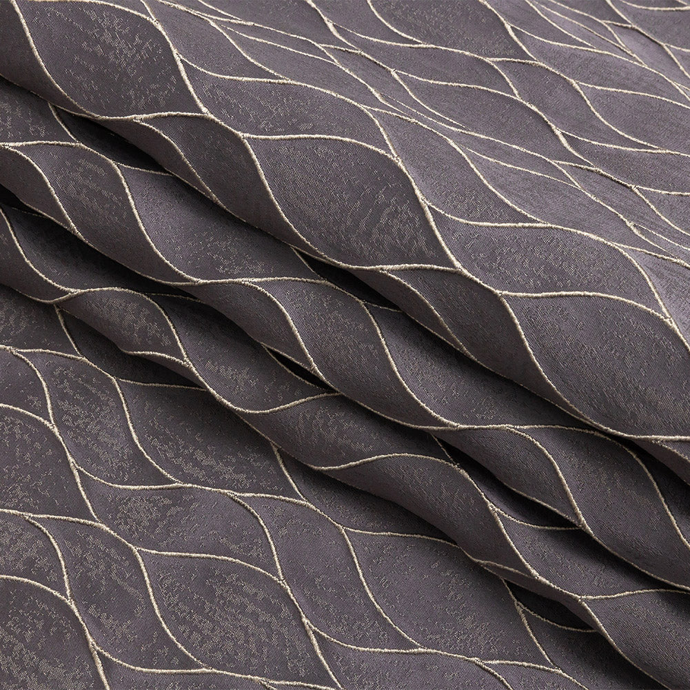 Polyester Jacquard - Iris Leafy Lines - British Imported Folded Polyester Jacquard - Iris Leafy Lines - British Imported Folded