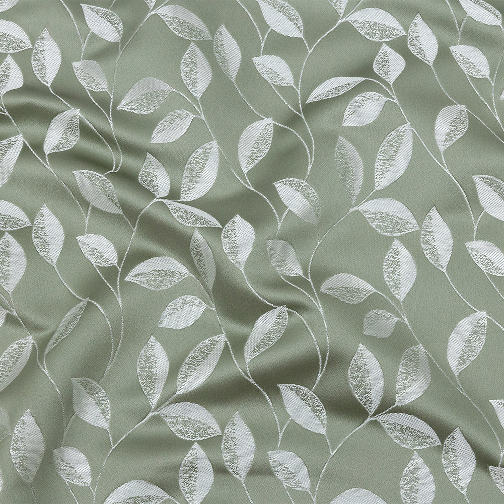 Satin-Faced Jacquard - Sage Foliage - British Imported Satin-Faced Jacquard - Sage Foliage - British Imported