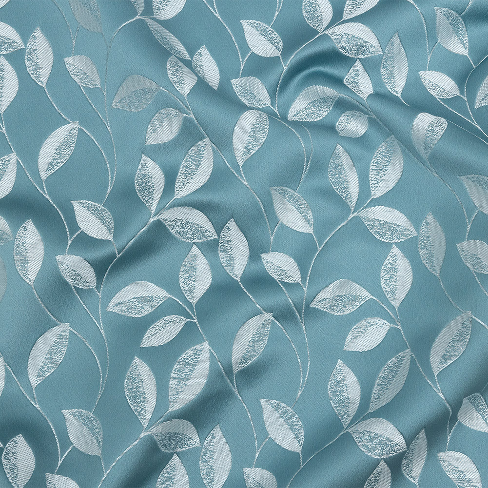 Satin-Faced Jacquard - Sky Foliage - British Imported Satin-Faced Jacquard - Sky Foliage - British Imported