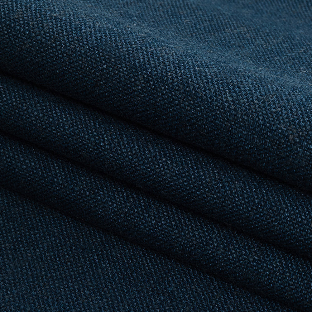 Polyester, Viscose and Linen Woven - Indigo - British Imported Folded Polyester, Viscose and Linen Woven - Indigo - British Imported Folded