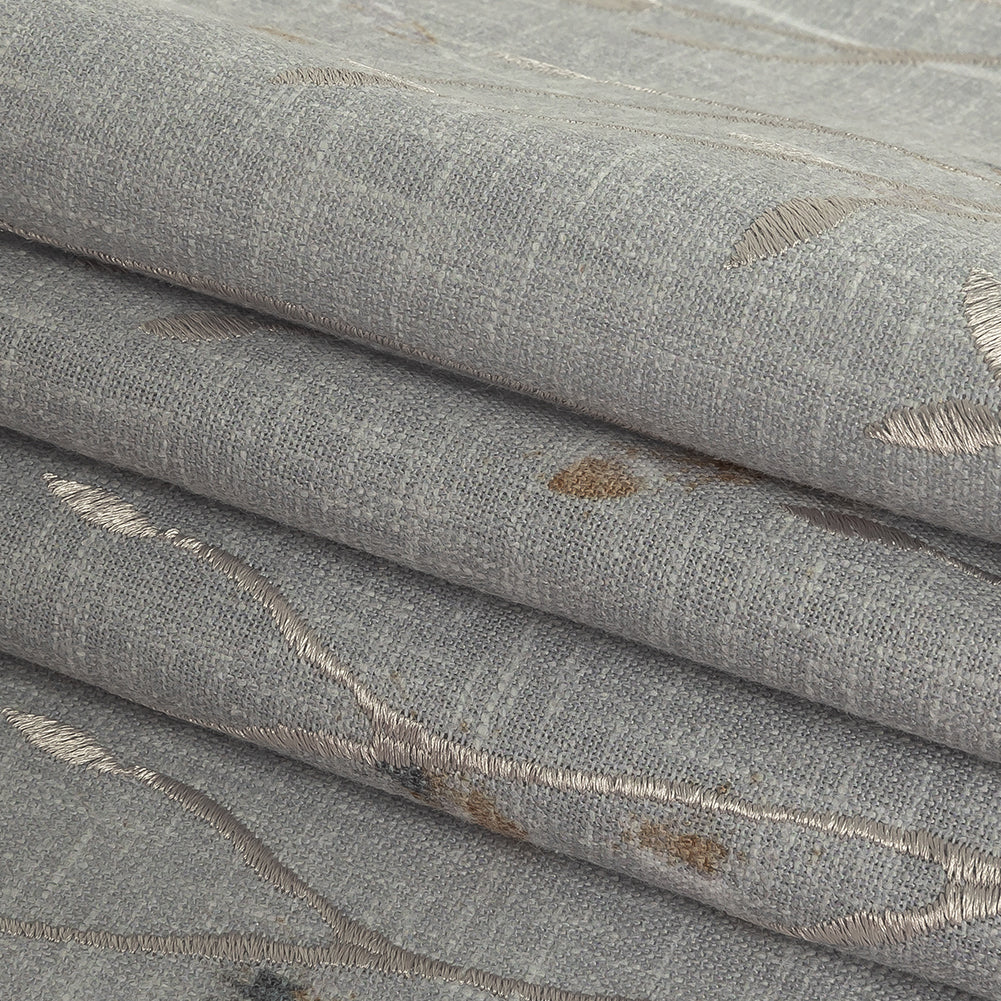 Printed and Embroidered Drapery Woven - Pebble Branches - British Imported Folded Printed and Embroidered Drapery Woven - Pebble Branches - British Imported Folded