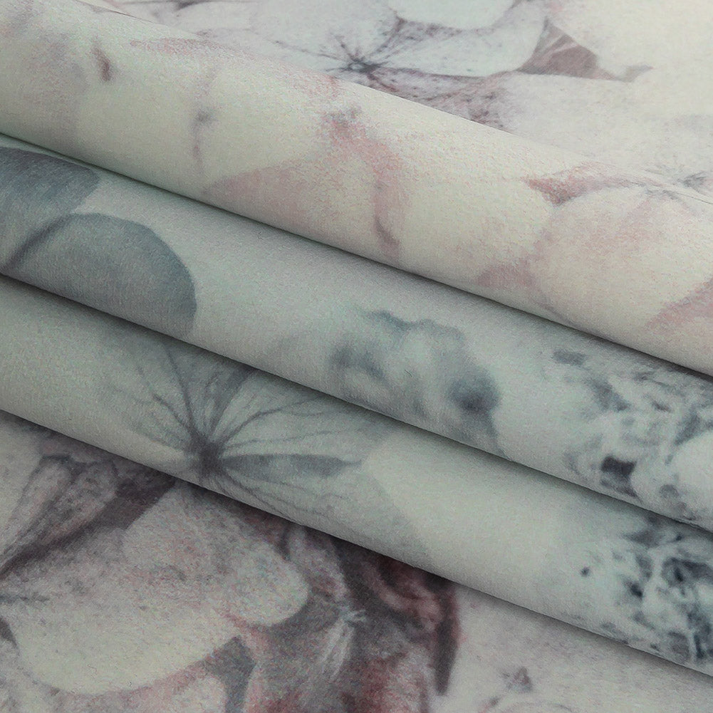 Polyester Knit Microvelvet - Mist Floral - British Imported Folded Polyester Knit Microvelvet - Mist Floral - British Imported Folded