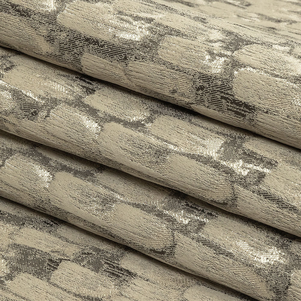 Recycled Polyester Jacquard - Champagne Abstract Brushstrokes - British Imported Folded Recycled Polyester Jacquard - Champagne Abstract Brushstrokes - British Imported Folded