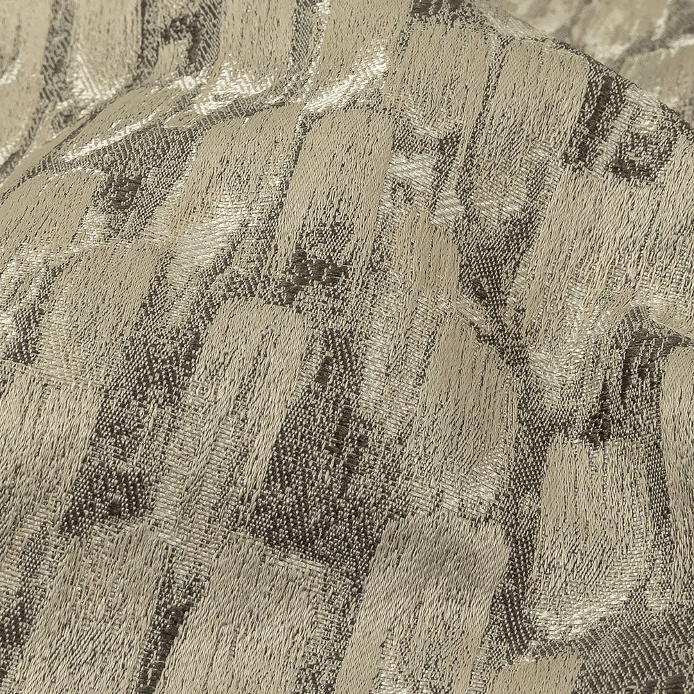 Recycled Polyester Jacquard - Champagne Abstract Brushstrokes - British Imported Detail Recycled Polyester Jacquard - Champagne Abstract Brushstrokes - British Imported Detail