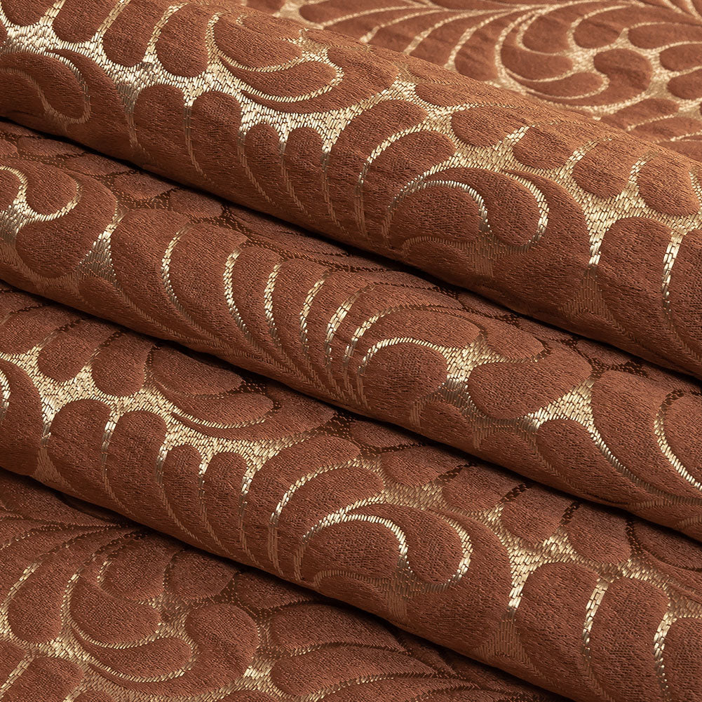 Satin-Faced Jacquard - Clay Fern Leaves - British Imported Folded Satin-Faced Jacquard - Clay Fern Leaves - British Imported Folded