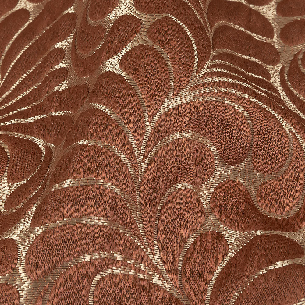 Satin-Faced Jacquard - Clay Fern Leaves - British Imported Detail Satin-Faced Jacquard - Clay Fern Leaves - British Imported Detail