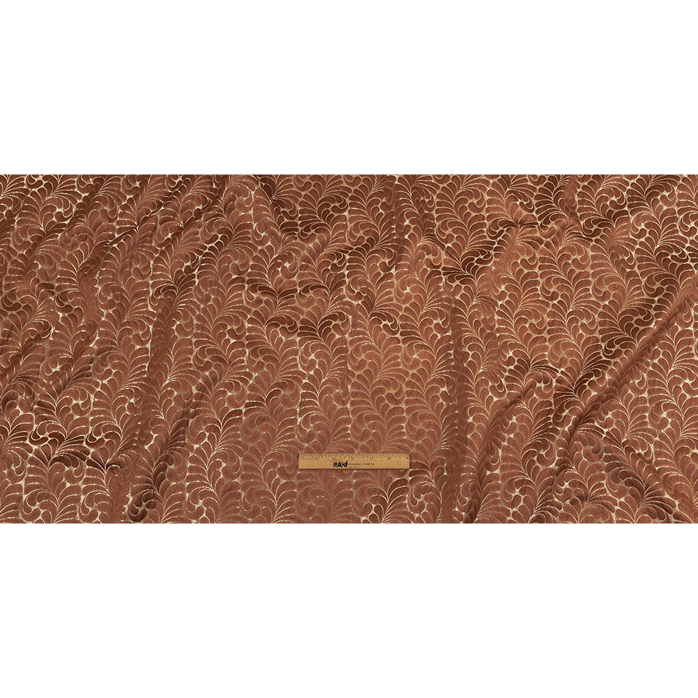 Satin-Faced Jacquard - Clay Fern Leaves - British Imported Full Satin-Faced Jacquard - Clay Fern Leaves - British Imported Full